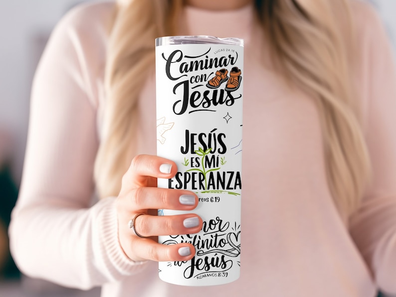 Spanish Bible Verse 20oz Tumbler Wrap PNG (Digital Download) image 4