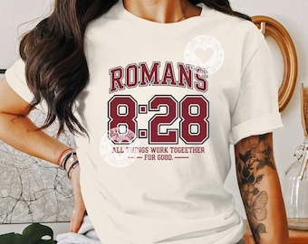 Romans 8:28 PNG, All Things Work Together for Good, Bible Verse Sublimation, Christian Football Jersey PNG, Faith Worship Digital Download