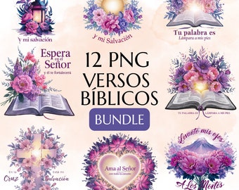 Spanish Bible Verse PNG Bundle: Floral Christian Designs (Digital Download)