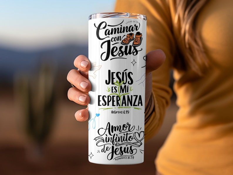 Spanish Bible Verse 20oz Tumbler Wrap PNG (Digital Download) image 2