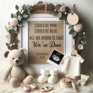 Digital Pregnancy Announcement / Pregnancy Reveal / Social Media / Gender Neutral / Facebook / Instagram / Boho