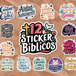 12 Spanish Bible Verses Bundle | Inspirational Sticker Bundle, | Frases Biblicas religiosas | Stickers Digitales | Frases Cristianas PNG