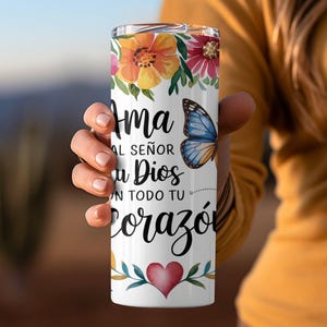 Spanish Floral Tumbler Wrap: Bible Verse Christian Gift (PNG Digital Download) image 2