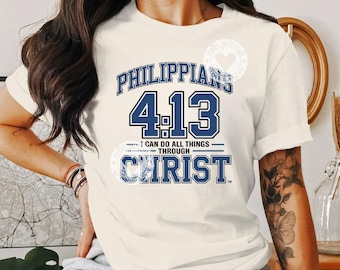 Philippians 4:13 PNG, I Can Do All Things Through Christ, Bible Verse Sublimation, Christian Football Jersey PNG, Digital Download