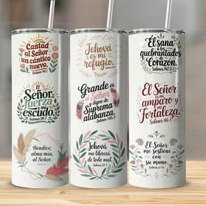 SPANISH Bible Motivational Quotes 20oz Skinny Tumbler Sublimation Designs, Tumbler Wrap Png, Do it Yourself, Christian Gift for Him