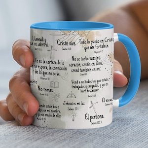 SPANISH Bible Motivational Quotes Wrap Around Mug Design 11oz , Sublimation, High-Quality PNG, Instant Download , Christian Gift for Her