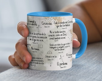 SPANISH Bible Motivational Quotes Wrap Around Mug Design 11oz , Sublimation, High-Quality PNG, Instant Download , Christian Gift for Her