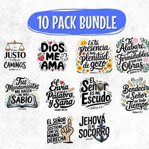 10 Spanish Bible PNG| Frases religiosas | Christian Phrases png | Frases cristianas Spanish Christian Quotes, | Christian Clipart Bundle
