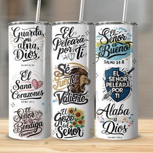 SPANISH Christian bible verse 20 oz skinny tumbler png, tumbler wrap png, 20 oz tumbler designs, Christian png, tumbler png download