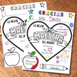 SPANISH  Teacher Appreciation Printable Teacher Appreciation Week Gift Thank You Teacher Gifts Coloring Pages School Kids Digital Download