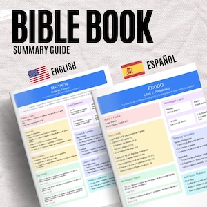Printable Bible study guides  (English & Spanish) 66 Comprehensive Book Summaries and Study Guide – Study Bible Notes, Old and New Testament