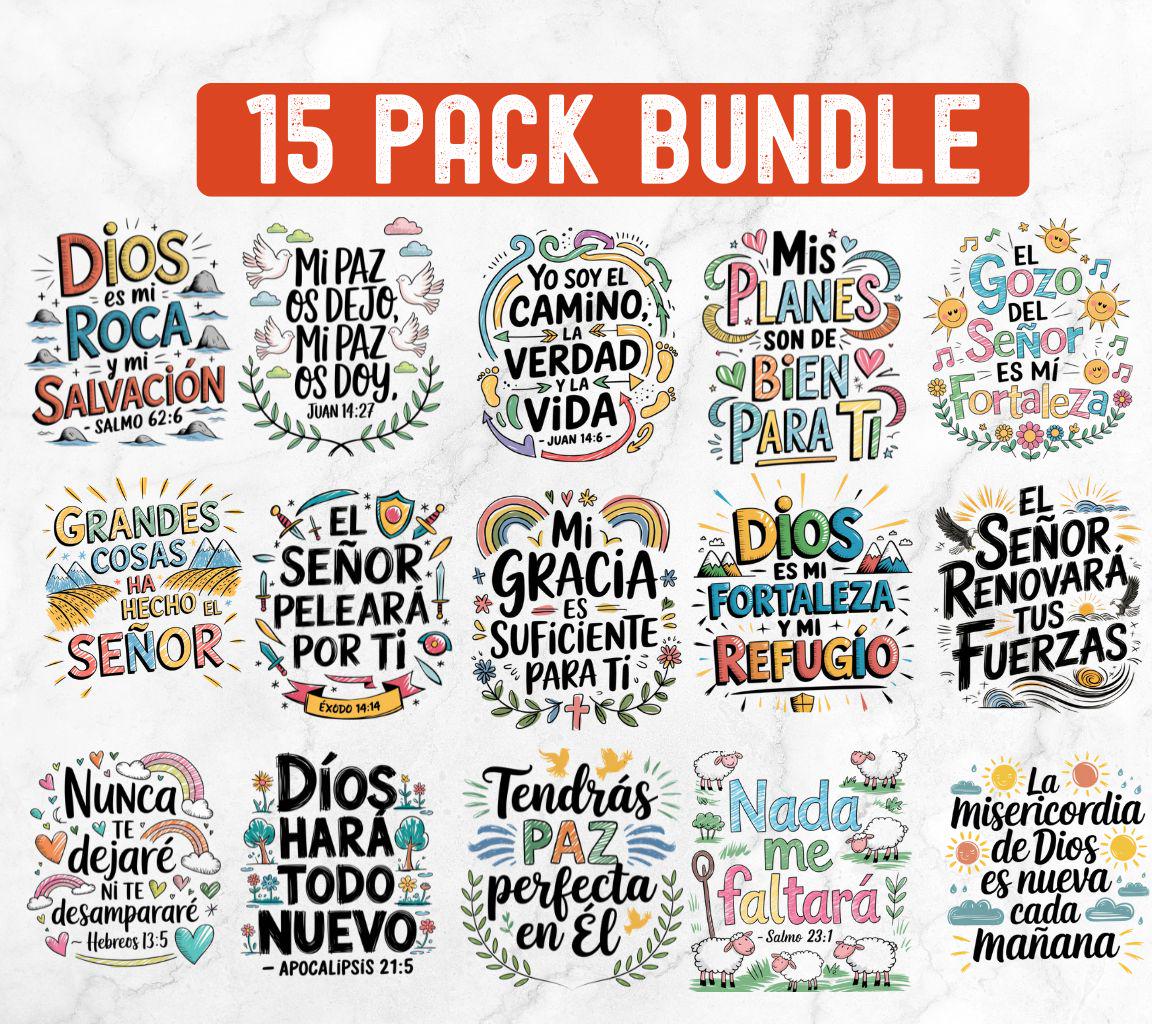 15 Spanish Bible Verse | Frases religiosas | Christian Phrases png | Frases cristianas Spanish Christian Quotes, | Christian Clipart Bundle