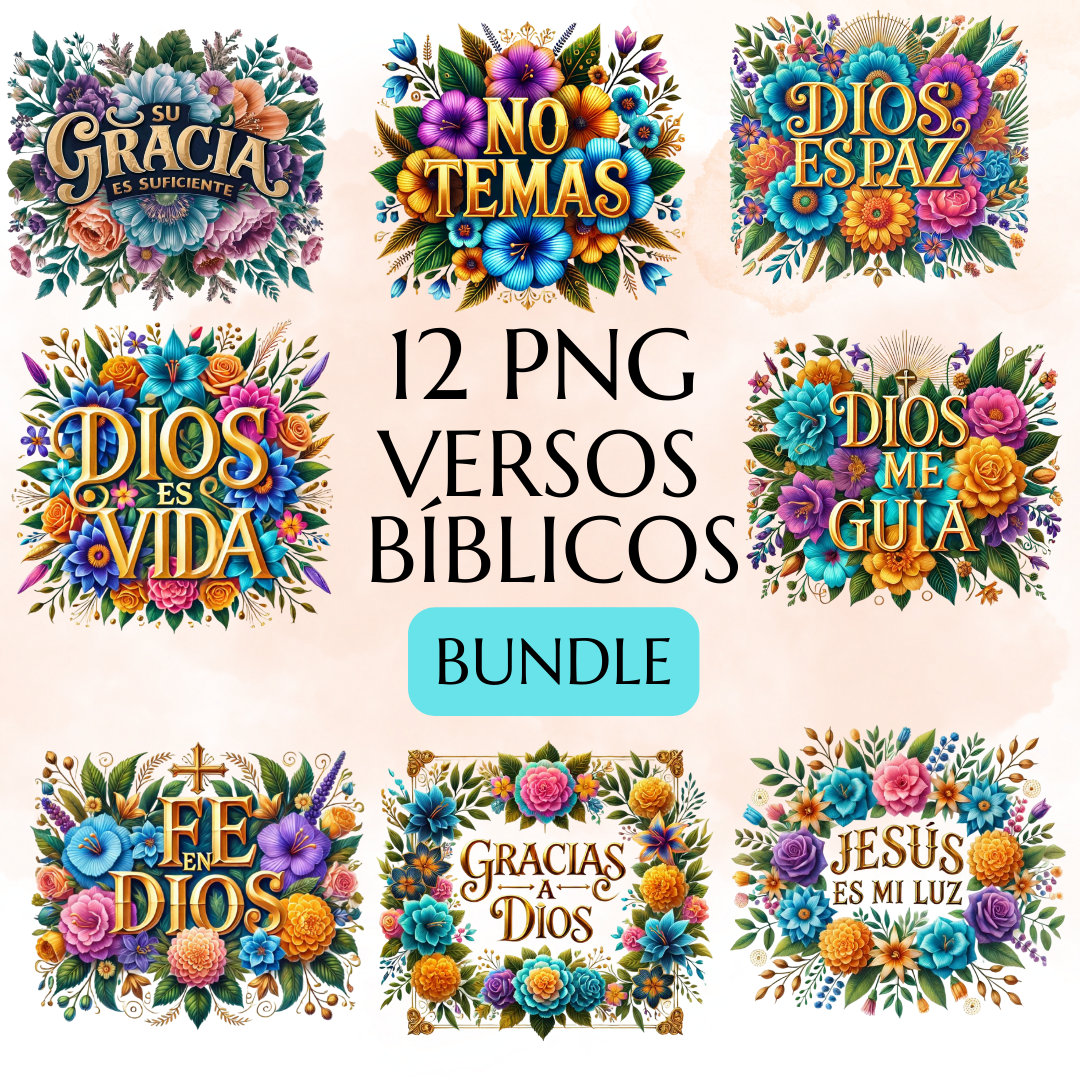 Floral Spanish Bible Verse PNG Bundle: Christian Shirt Designs (Digital Download)