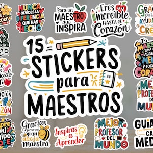 15 spanish stickers Bundle Teacher PNG Bundle | Teacher appreciation PNG
