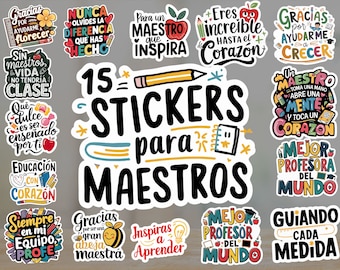 Spanish Teacher Stickers Bundle: Appreciation PNG (Digital Download)