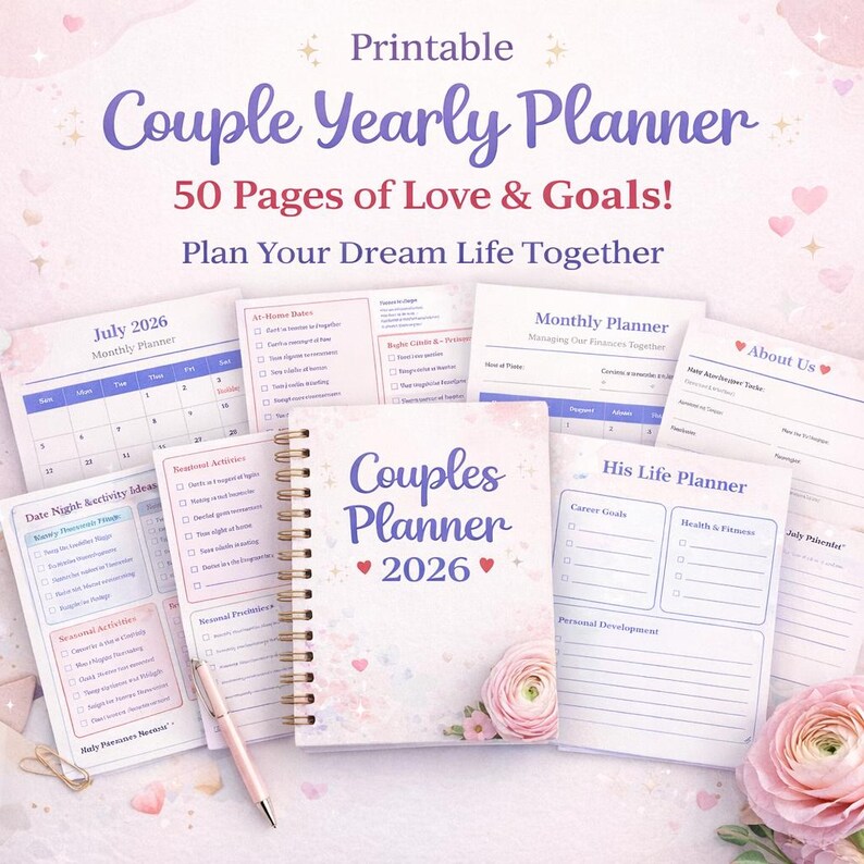 Couples Yearly Planner 2026: Relationship Goal Tracker (printable PDF ...