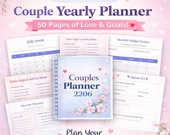 Couples Yearly Planner 2026: Relationship Goal Tracker (Printable PDF, Instant Download)