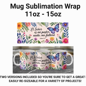 Frases religiosas Mug Wrap 11/ 15 oz - Spanish Bible Verse Mug Sublimation Templates - Religious Mug Wrap - Mug PNG - Instant Download