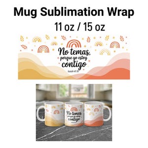 Frases religiosas Mug Wrap 11/ 15 oz - Spanish Bible Verse Mug Sublimation Templates - Religious Mug Wrap - Mug PNG - Instant Download