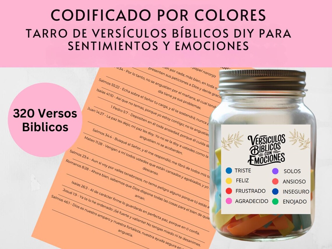 DIY Color Coded Bible Verse Jar Kit: Christian Gift (instant Download ...