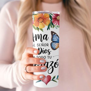 Spanish Floral Tumbler Wrap: Bible Verse Christian Gift (PNG Digital Download) image 4
