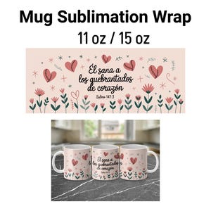 Frases religiosas Mug Wrap 11/ 15 oz - Spanish Bible Verse Mug Sublimation Templates - Religious Mug Wrap - Mug PNG - Instant Download