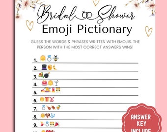 Bridal Shower Emoji Pictionary Game Wedding Emoji Bridal Shower Game Printable Icebreaker Hens Bachelorette Party Instant Download