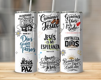SPANISH Christian bible verse  20 oz skinny tumbler png, tumbler wrap png, 20 oz tumbler designs, Christian png, tumbler png download