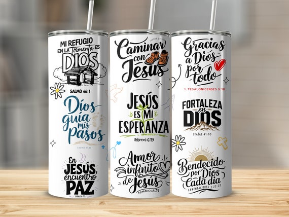 Spanish Bible Verse 20oz Tumbler Wrap PNG (Digital Download)