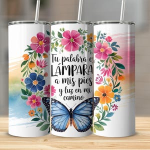 SPANISH Floral Tumbler Wrap Bible Motivational Quotes 20oz Skinny Tumbler Sublimation Designs, Tumbler Wrap Png, Christian Gift for Her
