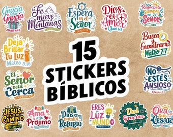 15 Spanish Bible Verses Bundle | Inspirational Sticker Bundle, | Frases Biblicas religiosas | Stickers Digitales | Frases Cristianas PNG
