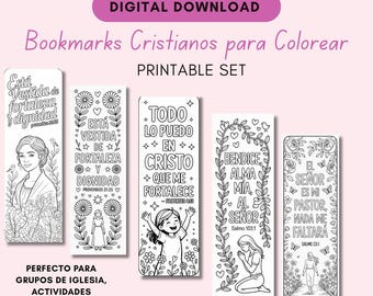 Spanish Christian Coloring Bookmarks: Bible Verse Printables (Digital Download)