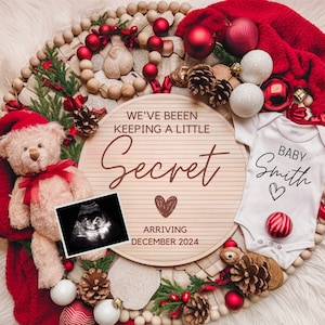 Christmas Digital Pregnancy Announcement \ Due in December Baby Announcement \ Gender Neutral\ Editable Template\ I'll be home for Christmas
