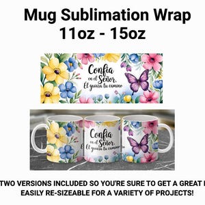Frases religiosas Mug Wrap 11/ 15 oz - Spanish Bible Verse Mug Sublimation Templates - Religious Mug Wrap - Mug PNG - Instant Download