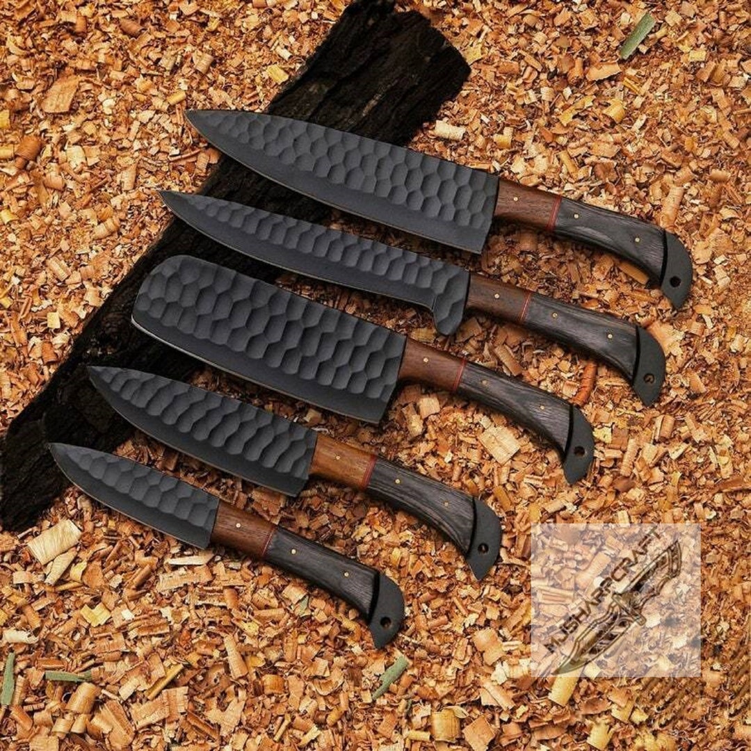 Hand Damascus Chef Knife Set of 5 Pieces BBQ Knife Kitchen Knife Gift for Valentines Gift