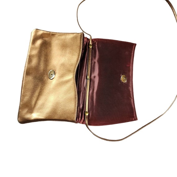 Vtg Morris Moskowitz Metallic Gold Leather Clutch… - image 9