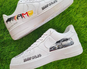 Honda X Mercedes Afro Air Force 1 Zapatos personalizados, Custom Air Force 1, Zapatilla personalizada, Regalo del día de la madre