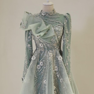 Prinzessin Kollektion / Exklusive Stickerei / Hochzeitskleid / Abendkleid / Islamisches Tuch / Hijab / Abendkleid / Bescheiden / Frauenkleid