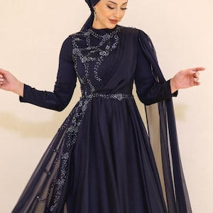Sena Collection/ Exclusive Chifon/ Hochzeitskleid/ Abendkleid/ Islamisches Tuch/ Hijab/ Abendkleid/ Bescheidene/ Frauenkleid/ Maxikleid