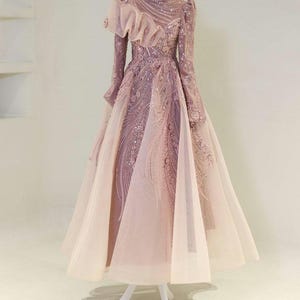 Prinzessin Kollektion / Exklusive Stickerei / Hochzeitskleid / Abendkleid / Islamisches Tuch / Hijab / Abendkleid / Bescheiden / Frauenkleid