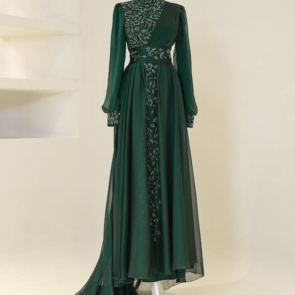 Jena Collection/ Exclusive Chifon / Wedding Dress / Prom Dress / Islamic Cloth / Hijab/ Evening Dress / Modest / Woman Dress / Maxi Dress