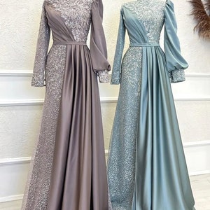 Noura Collection/ Exclusive Satin / Wedding Dress / Prom Dress / Islamic Cloth / Hijab/ Evening Dress / Modest / Woman Dress / Maxi Dress