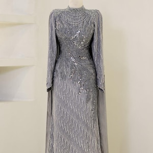 Anaya Collection/ Exklusive Stickerei / Hochzeitskleid / Abendkleid / Islamisches Tuch / Hijab / Abendkleid / Bescheiden / Frauenkleid