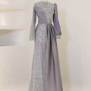 Noura Collection/ Exclusive Satin / Wedding Dress / Prom Dress / Islamic Cloth / Hijab/ Evening Dress / Modest / Woman Dress / Maxi Dress