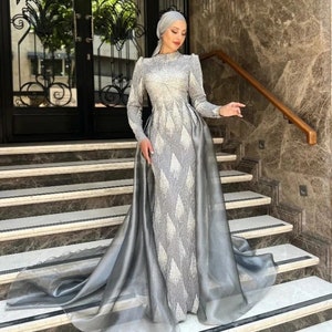 Kisa Kollektion/ Exklusive Stickerei / Hochzeitskleid / Abendkleid / Islamisches Tuch / Hijab / Abendkleid / Bescheiden / Frauenkleid / Maxikleid