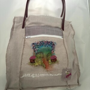 linen Tote bag with Leather Handle