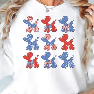 4 juli ballonnen PNG SVG, 4 juli PNG, coquette Amerikaanse vlag svg, patriottische ballon hond Amerikaanse vlag rood wit blauwe ster usa party