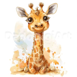 12 Funny Quirky Giraffes Clipart - Printable, Watercolor, High Quality JPGs, Digital Download, Junk Journal, Paper Craft, Commercial Use