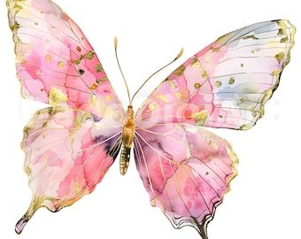 28 pretty Butterfly Clipart - Printable, Watercolor, High Quality JPGs, Digital Download, Junk Journal, Paper Craft, Commercial Use