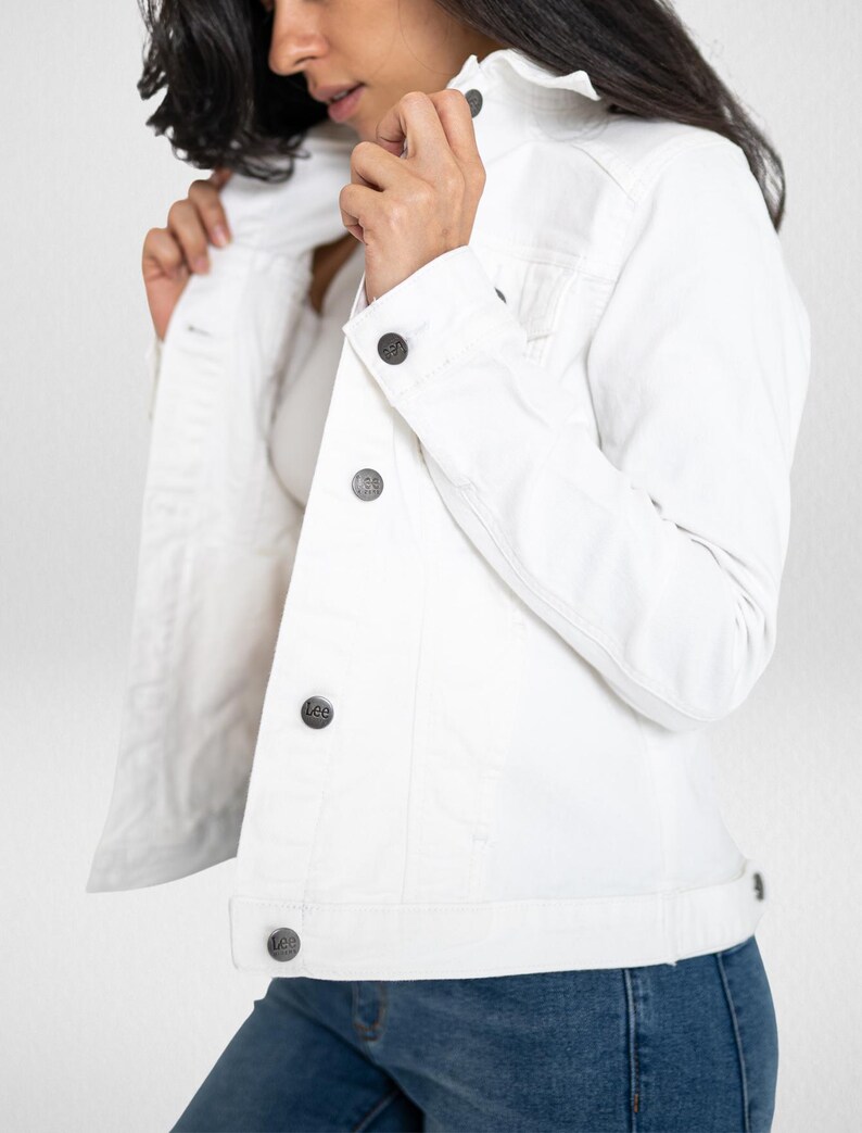 White Denim Jacket for Women With Embroidered Back. - Etsy